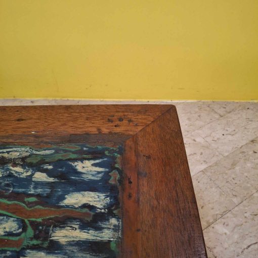 Tavolino in legno teak sgabello etnico quadrato - immagine 4