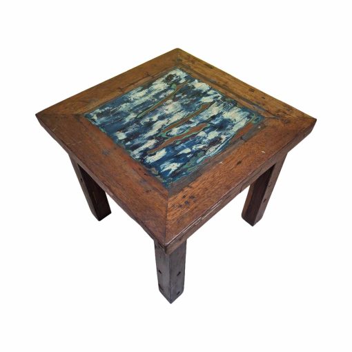 Tavolino in legno teak sgabello etnico quadrato
