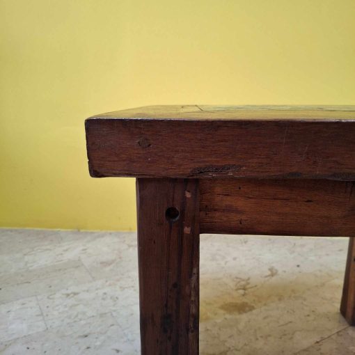 Tavolino in legno teak sgabello etnico quadrato - immagine 9