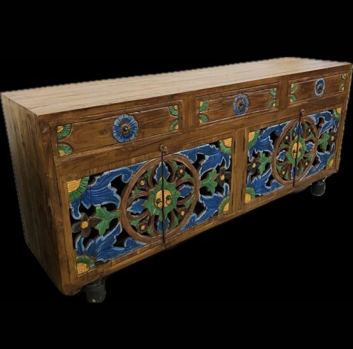 Buffet etnico in legno teak madia mobile porta tv - immagine 9