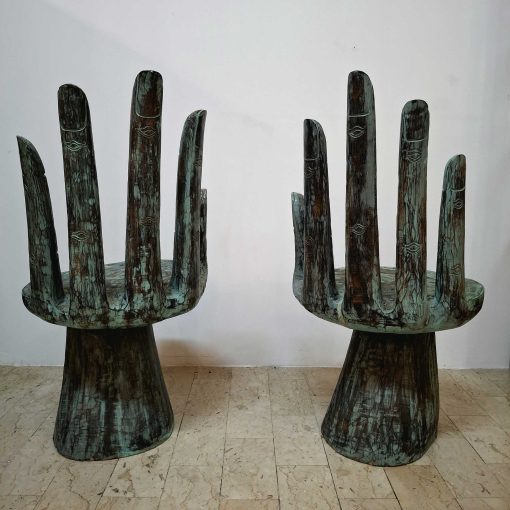 Sedia mano in legno teak poltroncina stile etnico - immagine 14