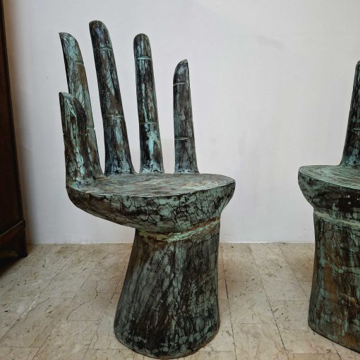Sedia mano in legno teak poltroncina stile etnico - immagine 10