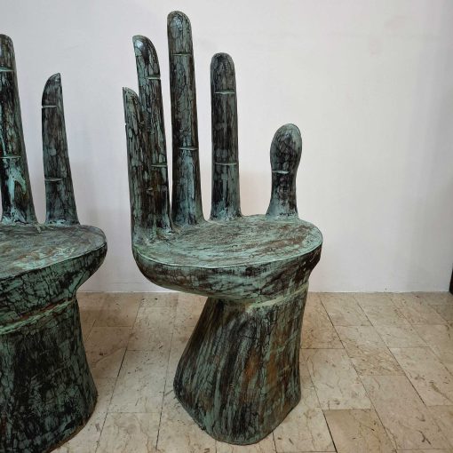 Sedia mano in legno teak poltroncina stile etnico - immagine 4