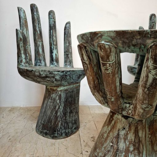 Tavolo e sedie a forma di mano arredo etnico art - immagine 6
