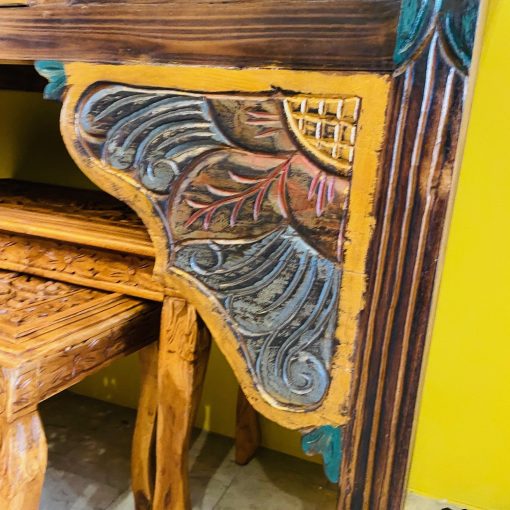 Consolle etnica mobile ingresso in teak massello - immagine 10