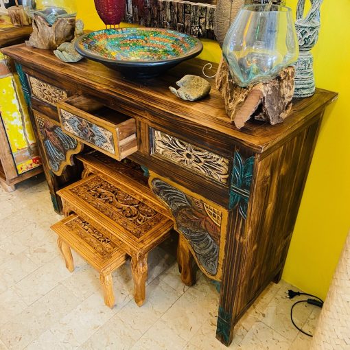 Consolle etnica mobile ingresso in teak massello - immagine 8