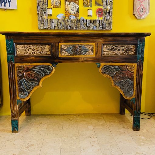 Consolle etnica mobile ingresso in teak massello