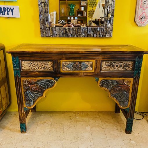 Consolle etnica mobile ingresso in teak massello - immagine 6