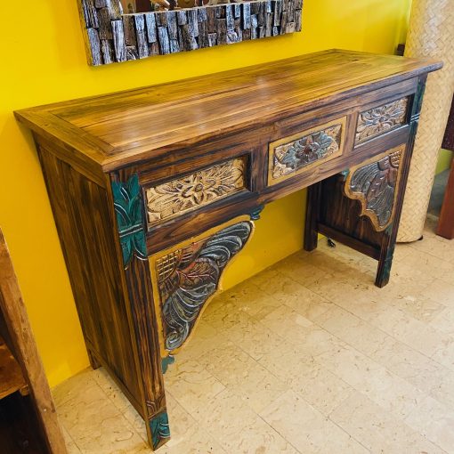 Consolle etnica mobile ingresso in teak massello - immagine 5