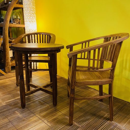 Tavolo e sedie poltroncine legno teak set caffè - immagine 10