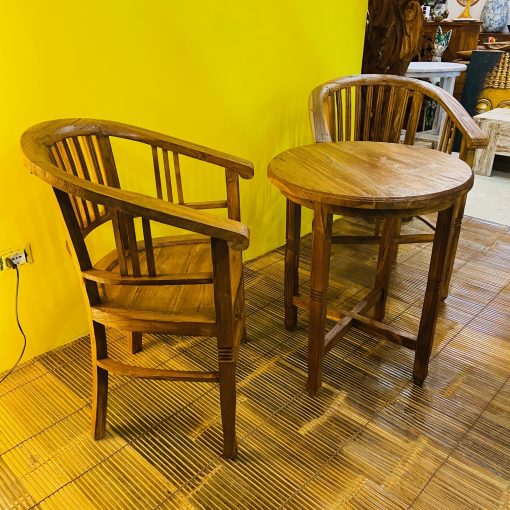 Tavolo e sedie poltroncine legno teak set caffè - immagine 8