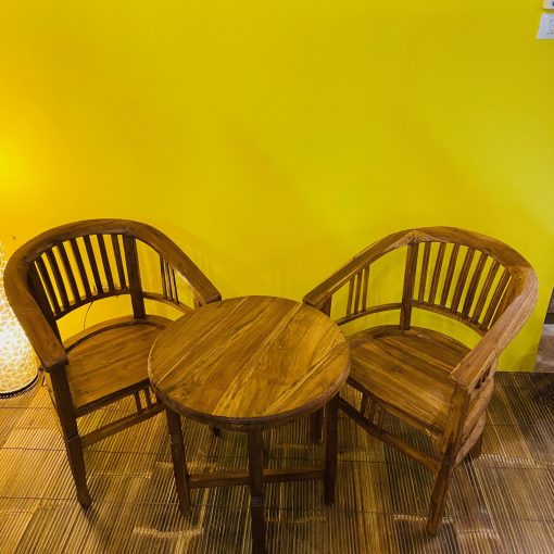 Tavolo e sedie poltroncine legno teak set caffè - immagine 12