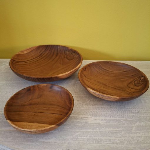 Set artigianale 3 piatti in legno teak - immagine 2