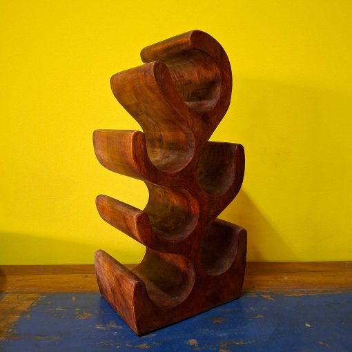 Porta bottiglie in legno suar intagliato a mano - immagine 4