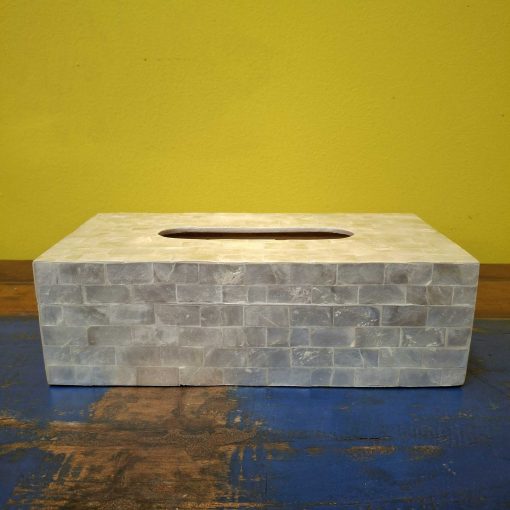 Porta fazzoletti moderno in madre perla argentata - immagine 4