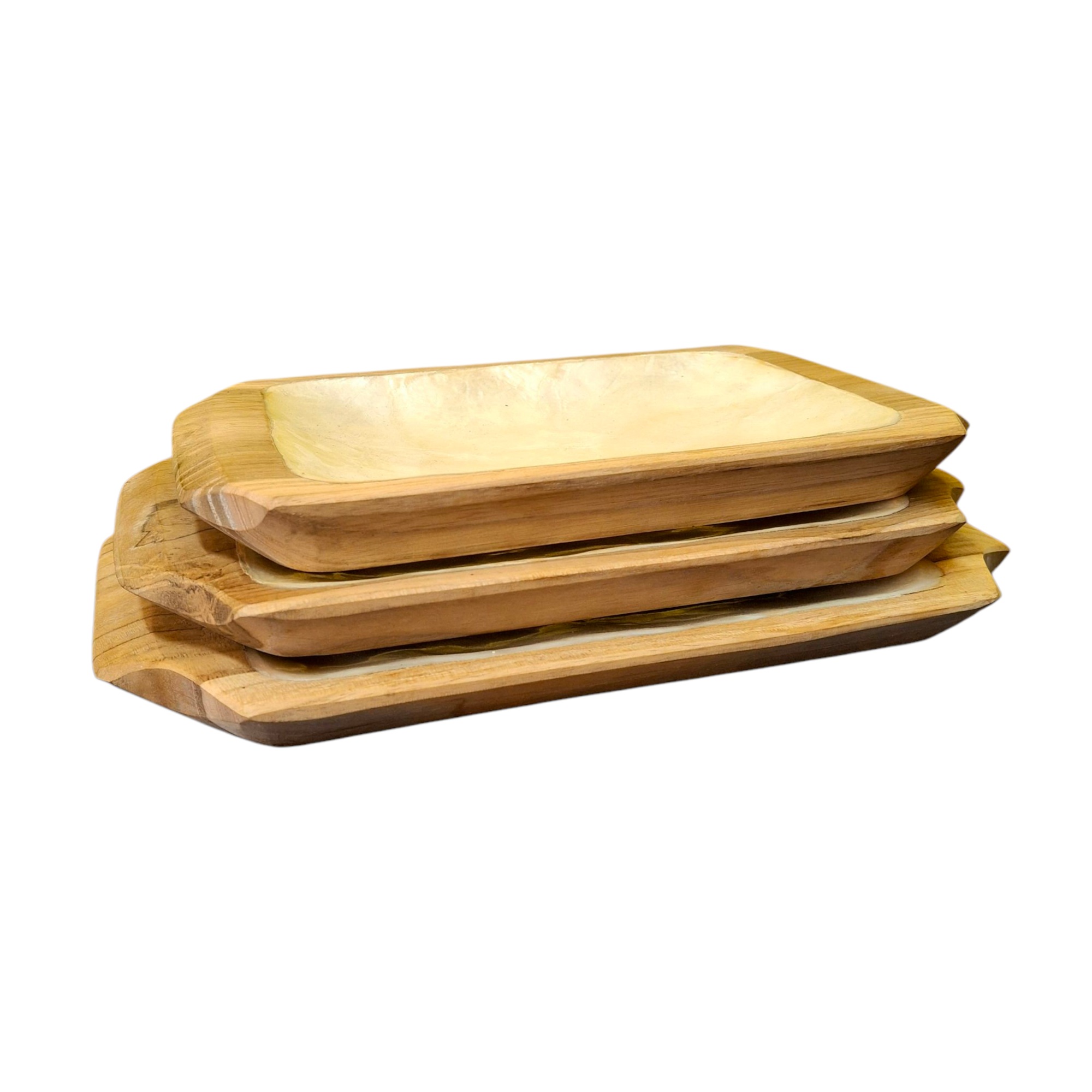 Set vassoi in legno e madre perla svuota tasche