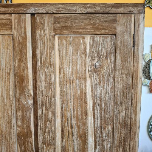 Armadio in legno teak effetto decapato - immagine 7
