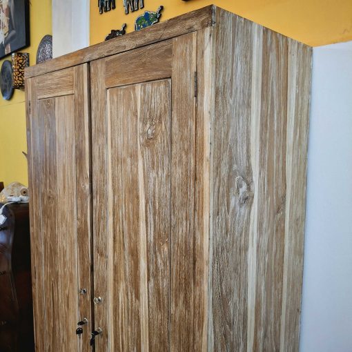Armadio in legno teak effetto decapato - immagine 6
