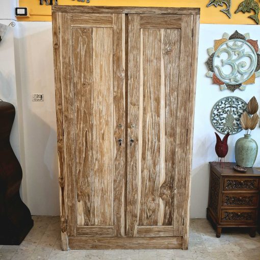 Armadio in legno teak effetto decapato - immagine 2