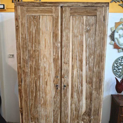 Armadio in legno teak effetto decapato - immagine 5